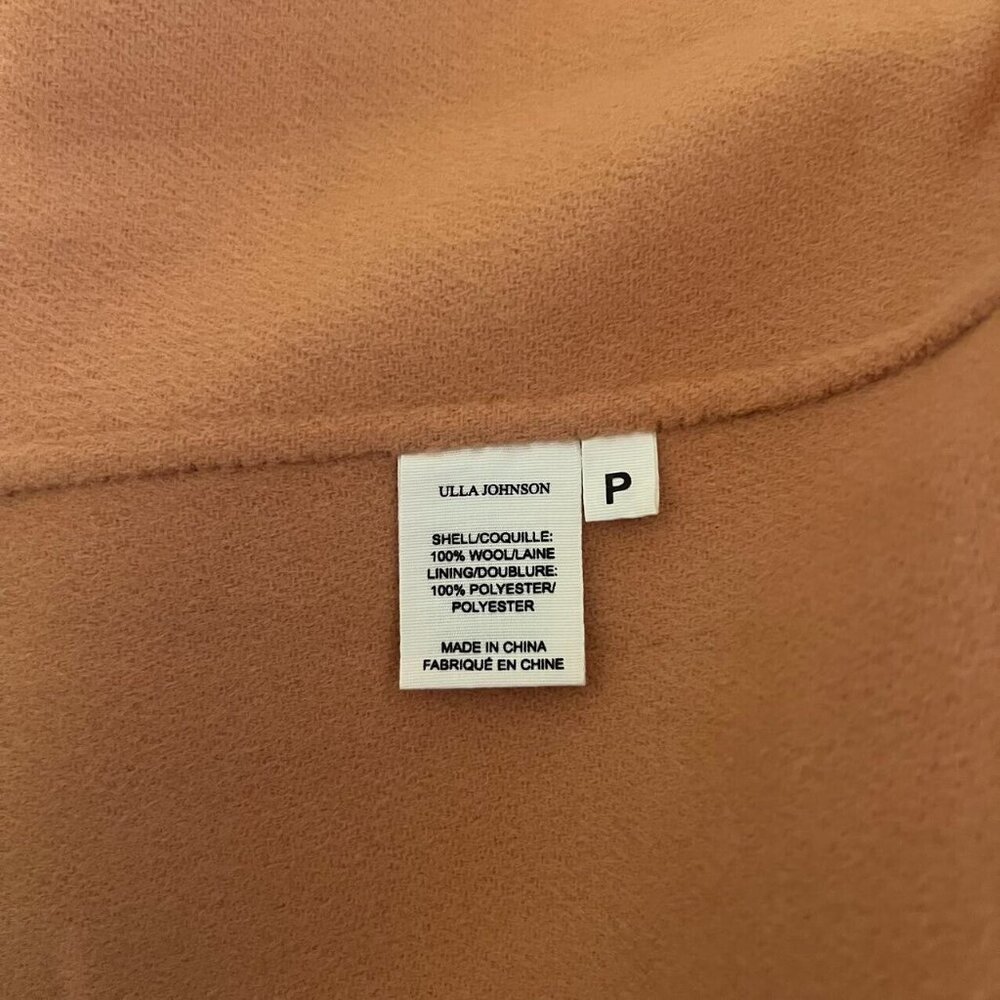 NWOT Ulla Johnson Wool coat Camel Overcoat Size P - Picture 9 of 13